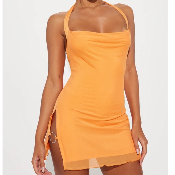 Clementine Mesh Mini Dress - Orange - Picture 1 of 4
